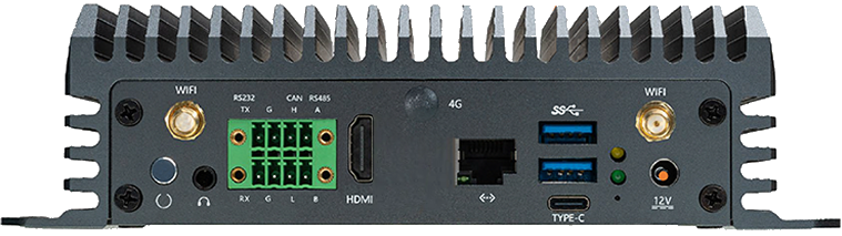 AEC300 正面視圖、I/O 介面配置